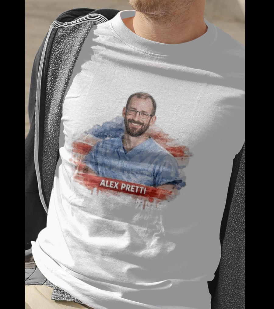 Alex Pretti Memorial ICU Nurse American Flag T-Shirt