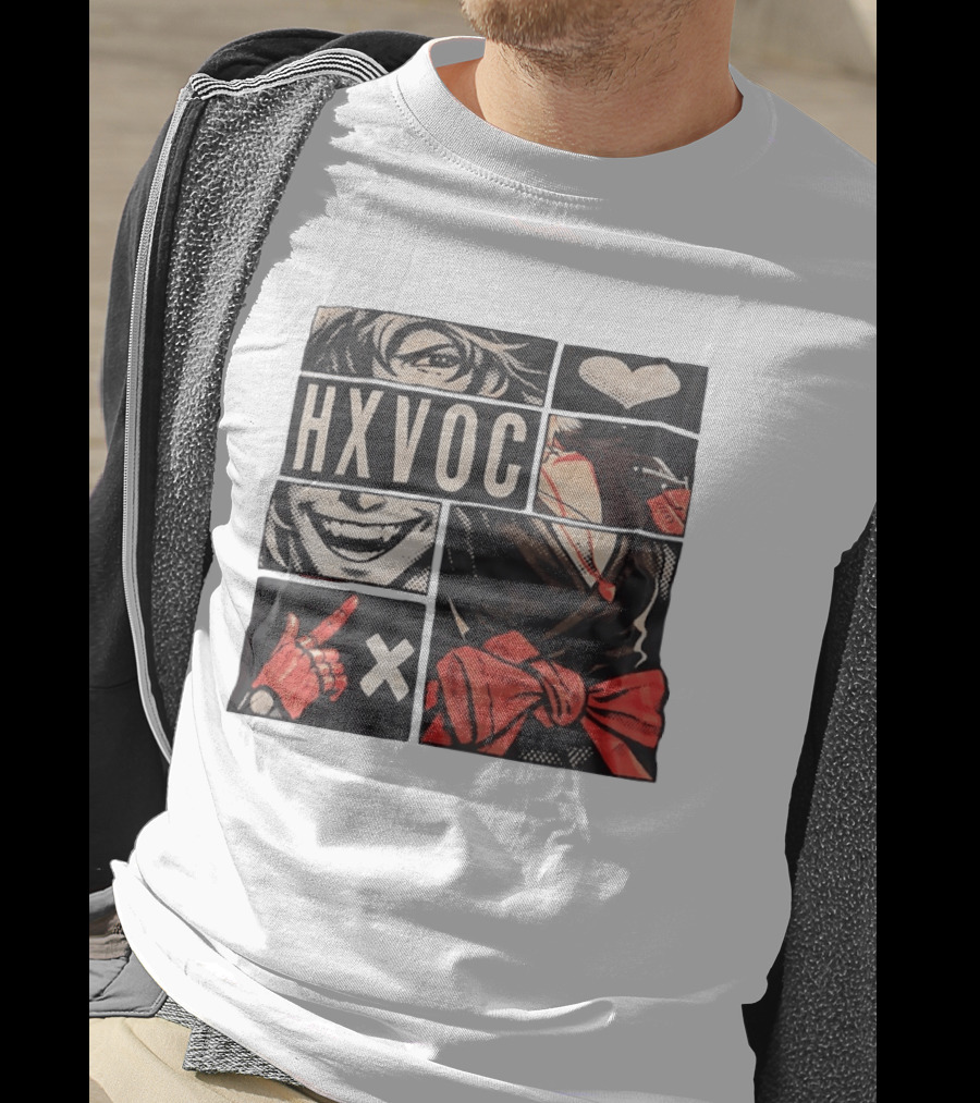 HXVOC Anime Manga Style Bold Red And Black T-Shirt