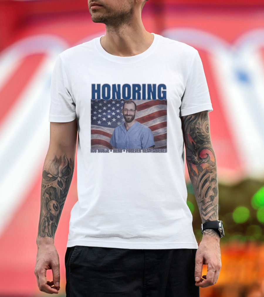 Honoring ICU Nurse Hero Forever Remembered American Flag T-Shirt