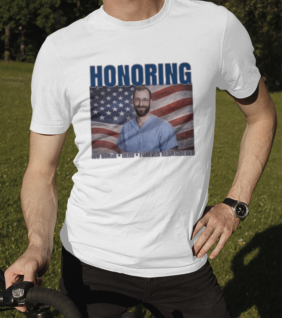 Honoring ICU Nurse Hero Forever Remembered American Flag T-Shirt