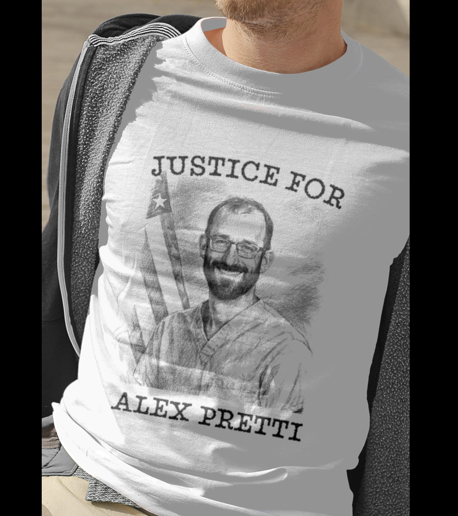 Justice For Alex Pretti Abolish ICE Protest With American Flag T-Shirt
