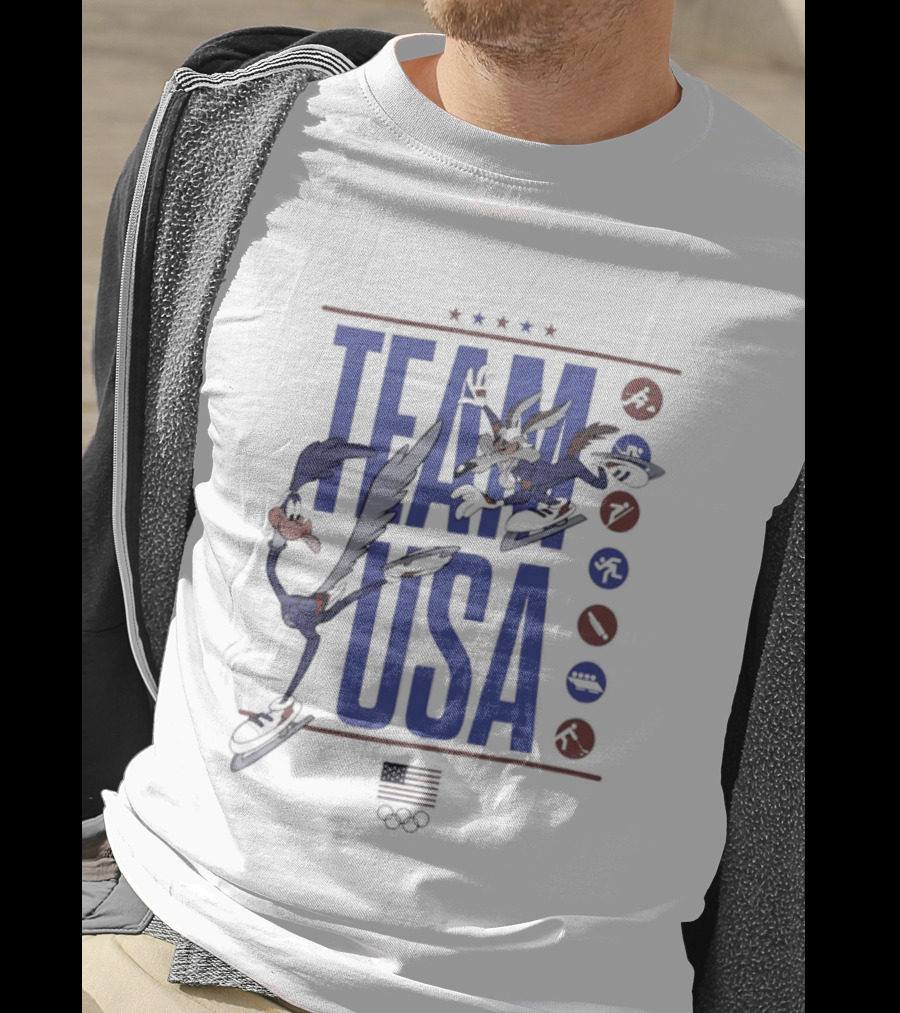 Team USA Looney Tunes Characters Ice Skating T-Shirt
