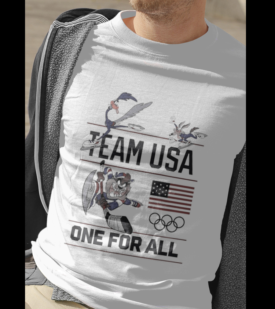 Team USA Looney Tunes One For All Olympics Characters American Flag T-Shirt