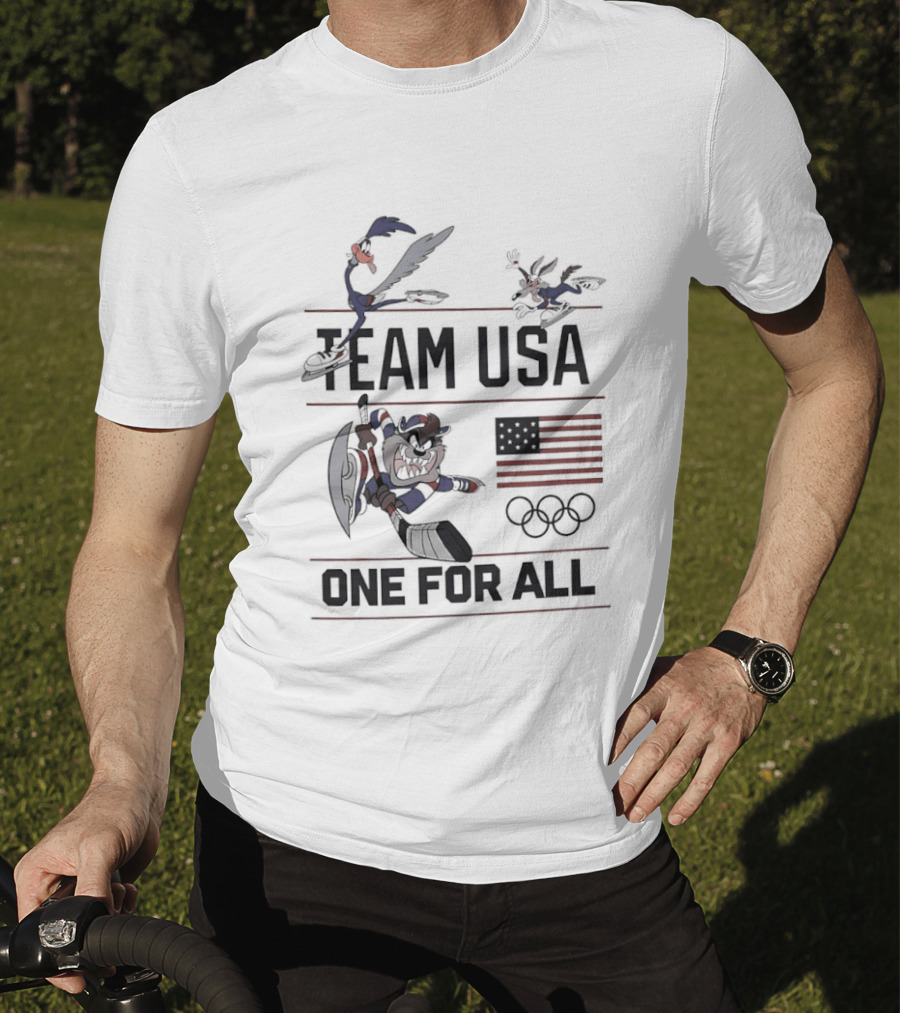 Team USA Looney Tunes One For All Olympics Characters American Flag T-Shirt
