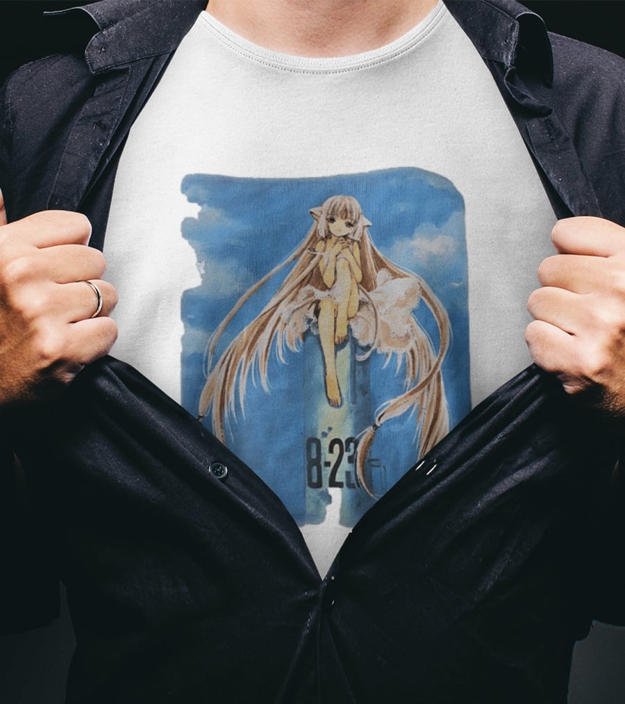 8 23 Chobits Anime Character Sitting Clouds T-Shirt