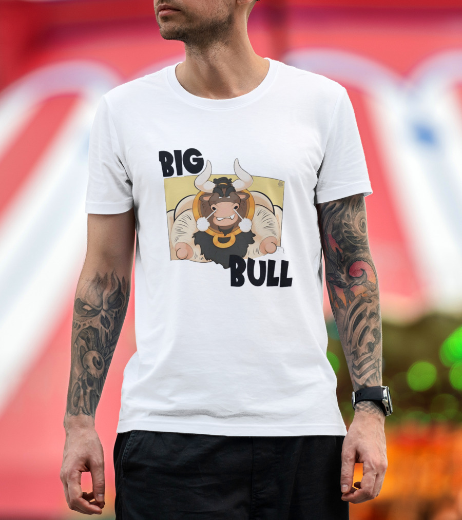 Big Bull Bara Male Minotaur Cartoon Whimsical Horned T-Shirt
