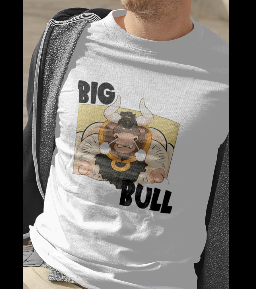 Big Bull Bara Male Minotaur Cartoon Whimsical Horned T-Shirt