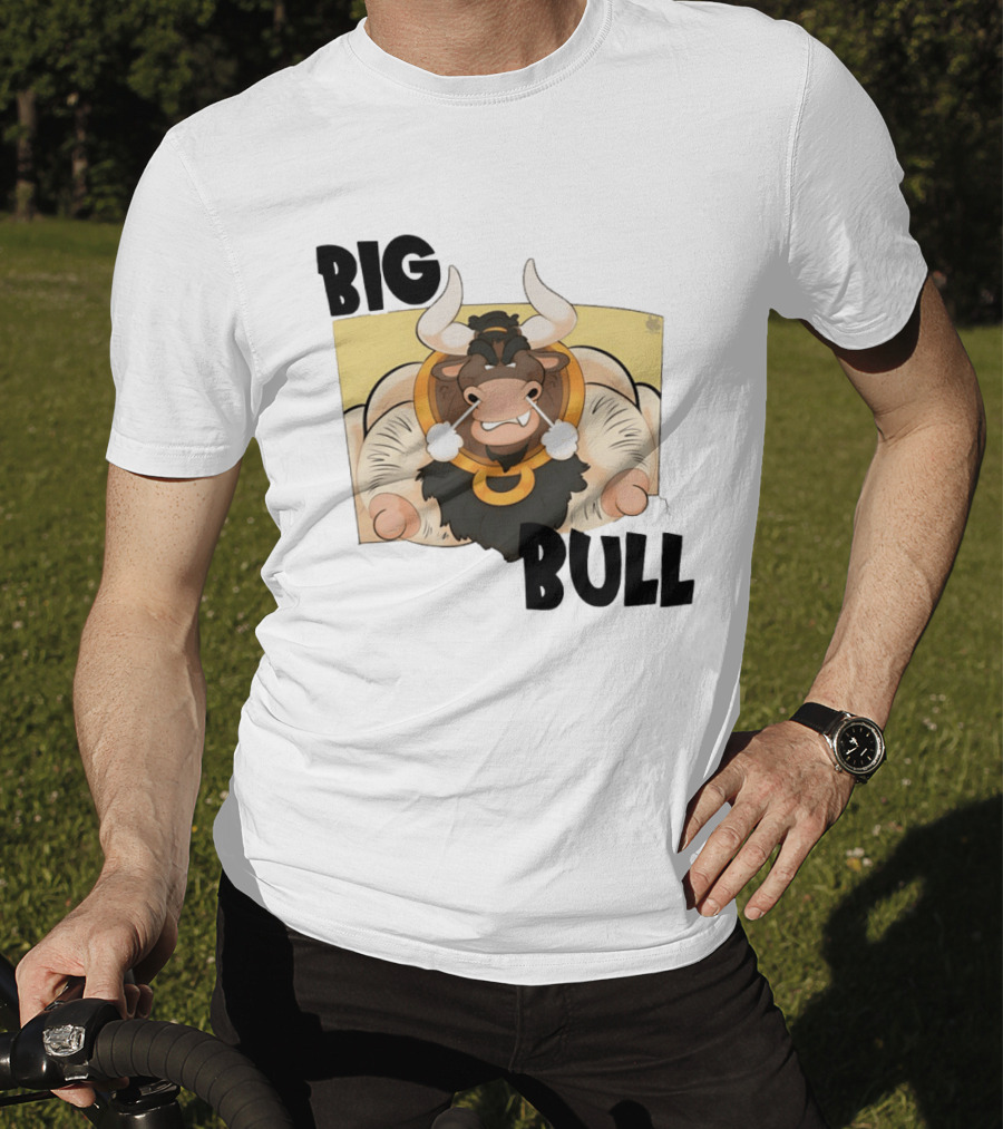 Big Bull Bara Male Minotaur Cartoon Whimsical Horned T-Shirt