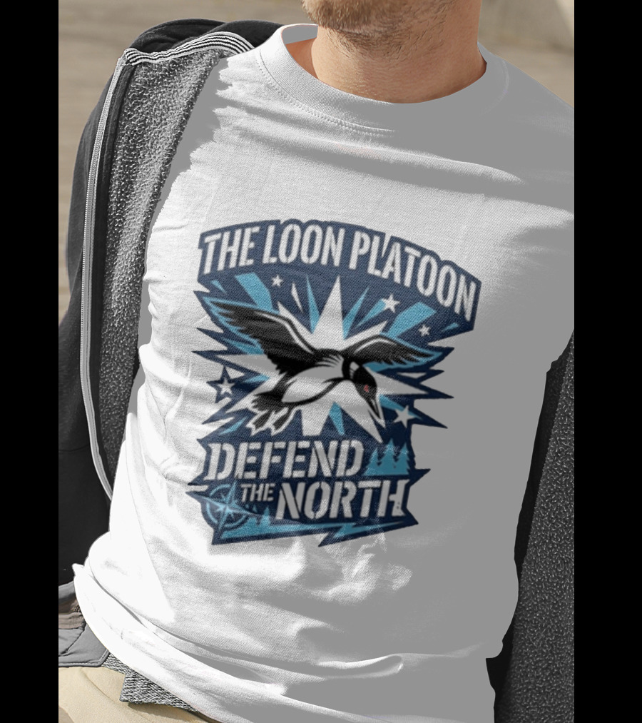The Loon Platoon Defend The North Bold Rebel Loon Starburst Forest T-Shirt