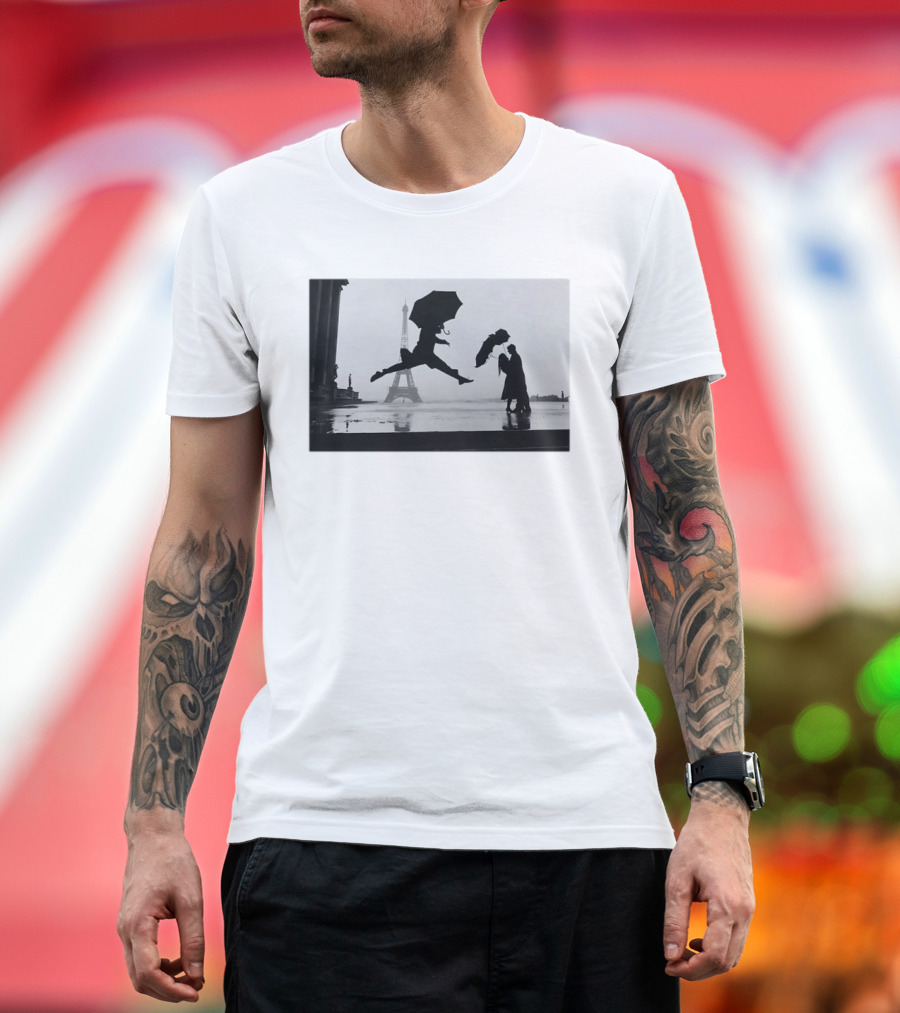 Umbrella Jump Paris Eiffel Tower Elliott Erwitt 1989 T-Shirt