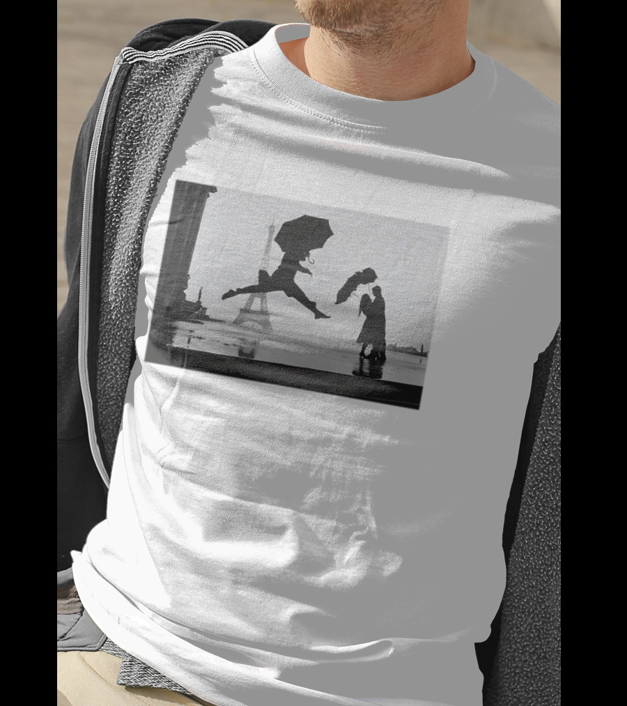 Umbrella Jump Paris Eiffel Tower Elliott Erwitt 1989 T-Shirt