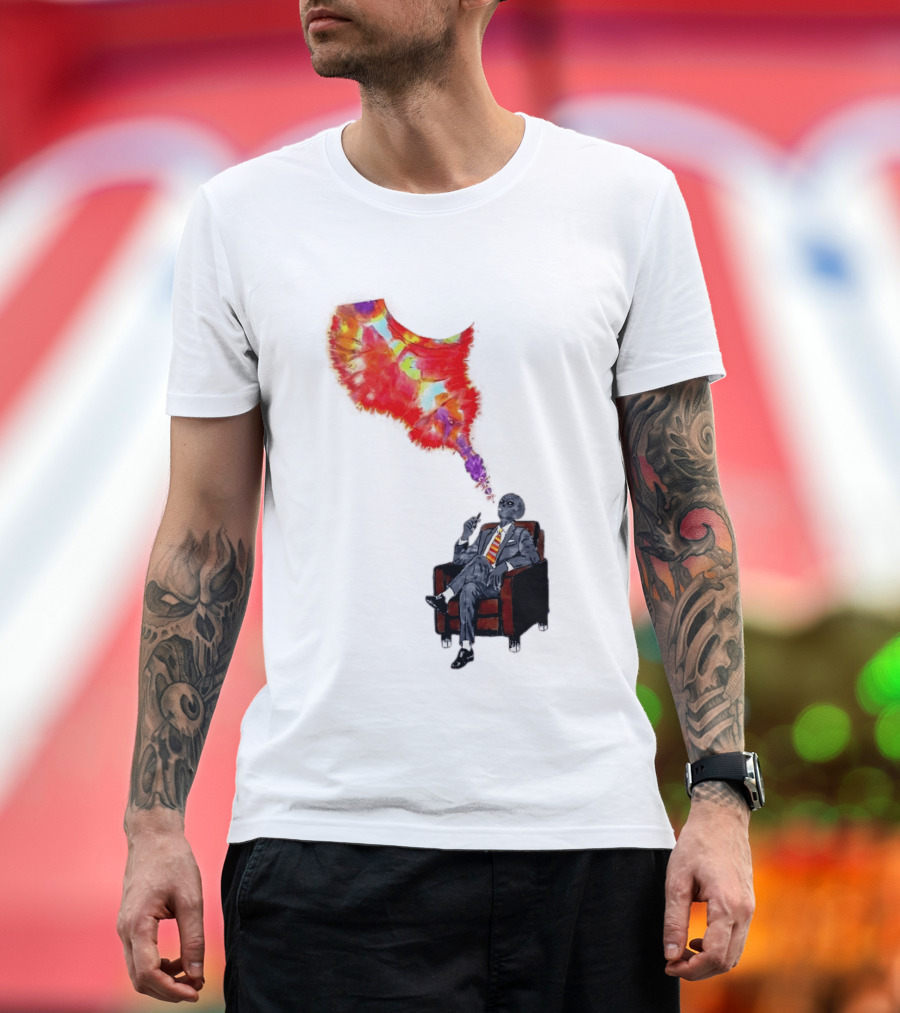 Finished Quazar Smoking Cosmic Alien In Suit With Colorful Smoke T-Shirt