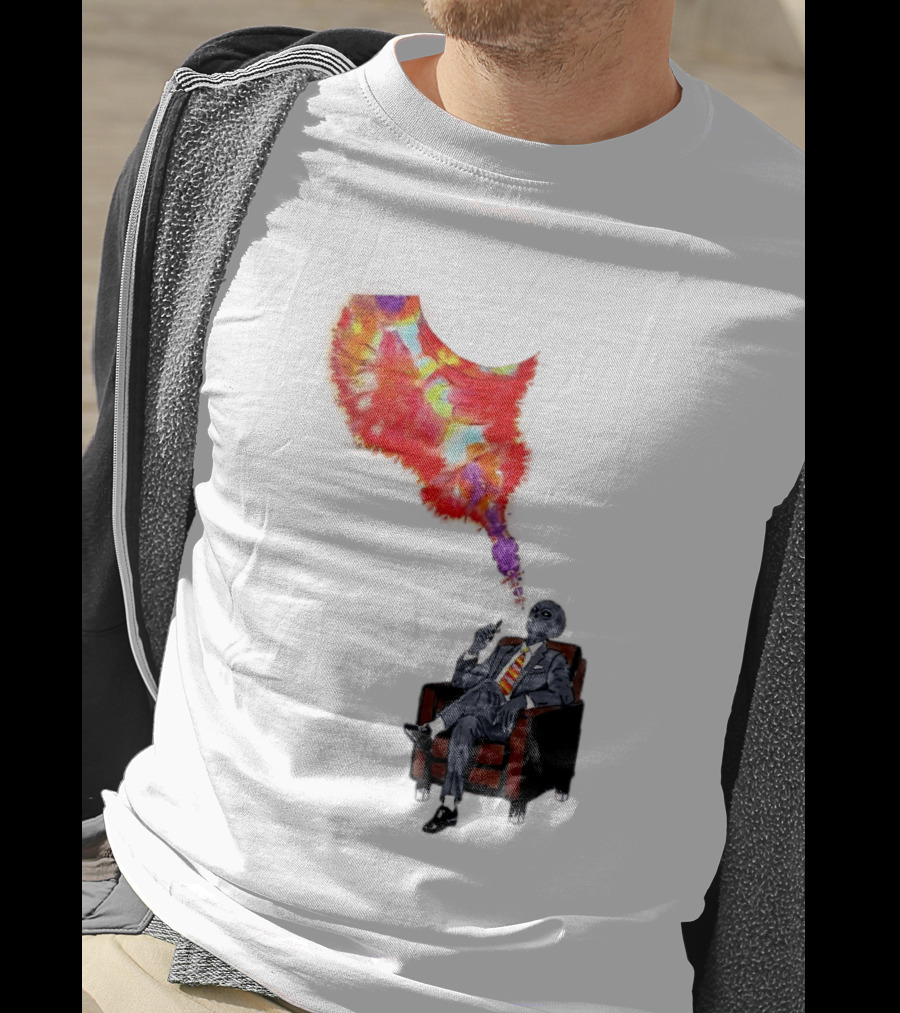 Finished Quazar Smoking Cosmic Alien In Suit With Colorful Smoke T-Shirt