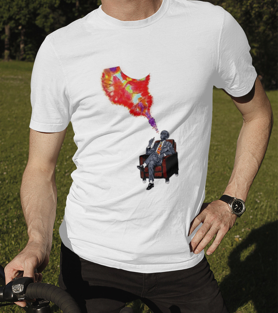 Finished Quazar Smoking Cosmic Alien In Suit With Colorful Smoke T-Shirt