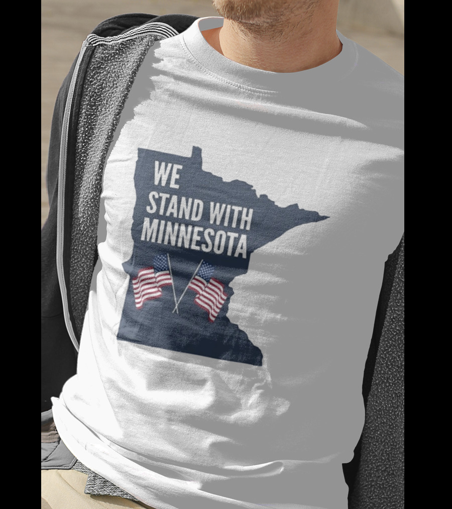 We Stand With Minnesota American Flags Solidarity T-Shirt