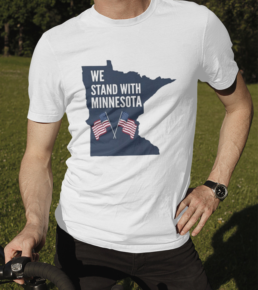 We Stand With Minnesota American Flags Solidarity T-Shirt