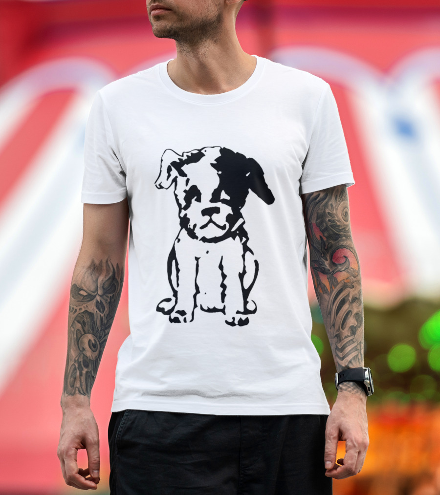 Puppy Dog Mystery Train Sketch Playful Canine T-Shirt