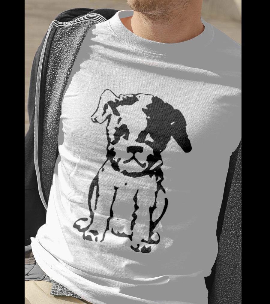 Puppy Dog Mystery Train Sketch Playful Canine T-Shirt