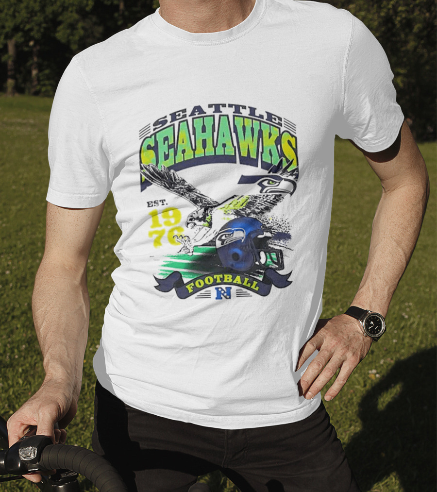Seattle Seahawks Est. 1976 Football Puget Sound Champs Retro Helmet And Hawk T-Shirt