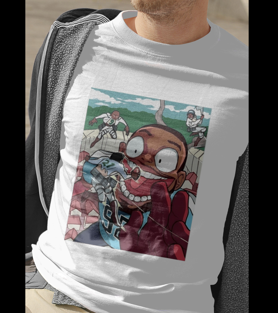 Seattle Seahawks Titan Down Football Cartoon Action Scene T-Shirt