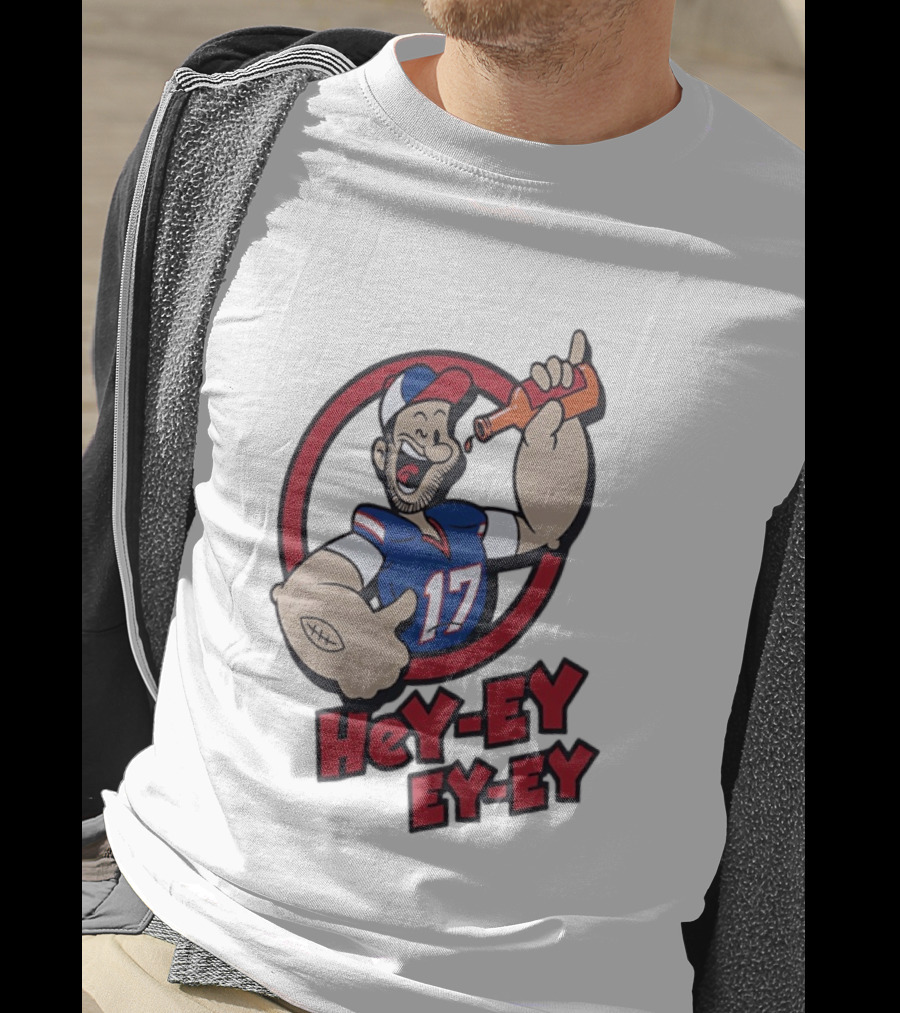 Hey Ey Ey Ey Josh Allen Illustrated Strong Finish Buffalo Bills T-Shirt