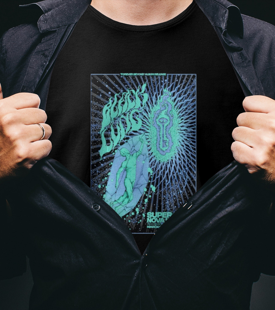 Black Lung Forever Beyond Album Release Super City Novokoloso Mar 6 2026 Widget Person Keyhole Vision Cosmos T-Shirt