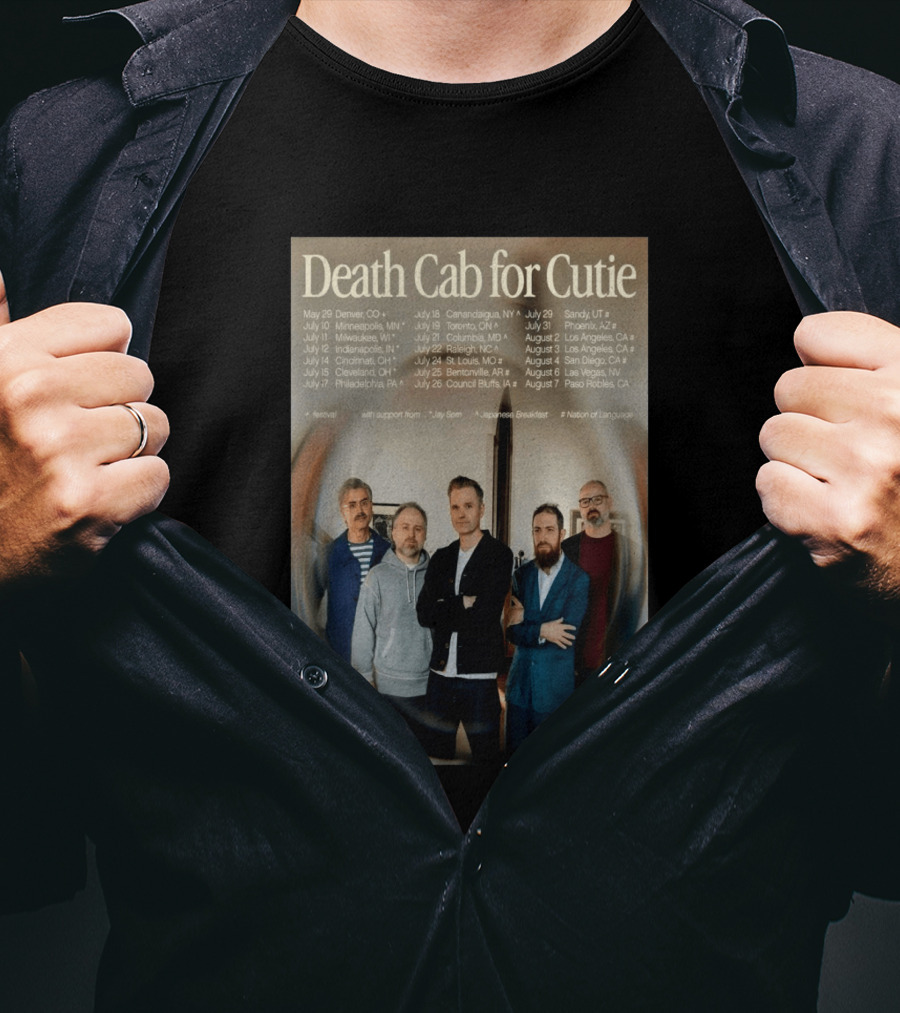 Death Cab For Cutie 2026 North America Tour Dates With Japanese Breakfast Jay Som Nation Of Language T-Shirt