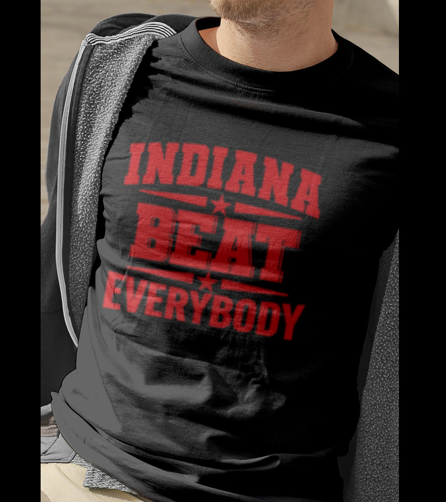 Indiana Beat Everybody Text With Stars And Bars T-Shirt