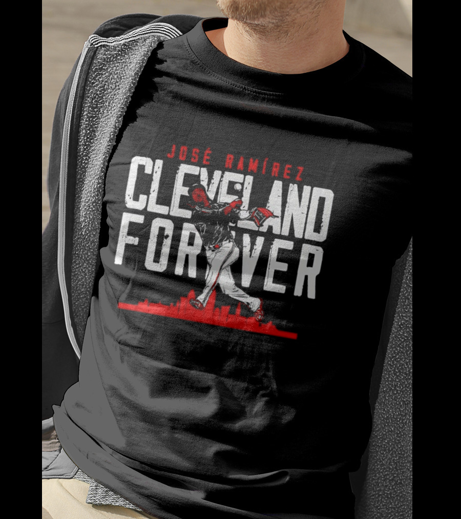 José Ramírez Cleveland Forever Baseball Skyline T-Shirt