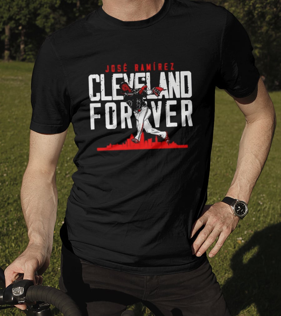 José Ramírez Cleveland Forever Baseball Skyline T-Shirt
