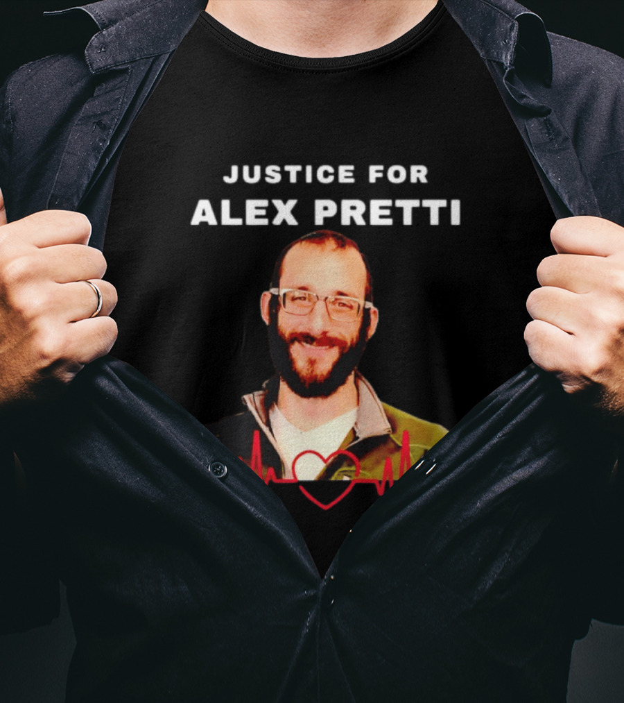 Justice For Alex Pretti Nurse Awareness Advocacy Heartbeat T-Shirt