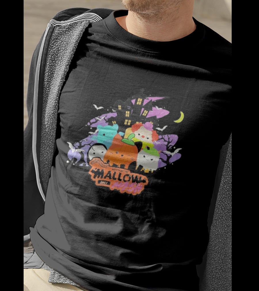 Month Of The Mallow Mash Halloween Haunted House Cats T-Shirt