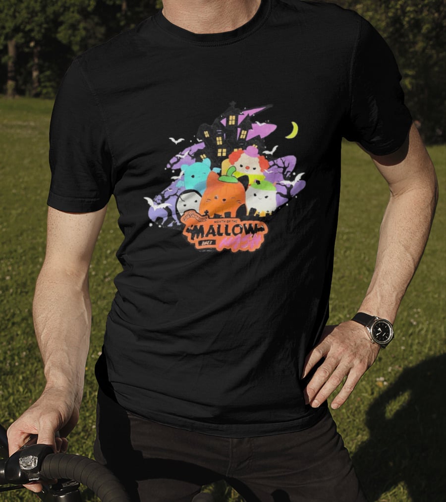 Month Of The Mallow Mash Halloween Haunted House Cats T-Shirt