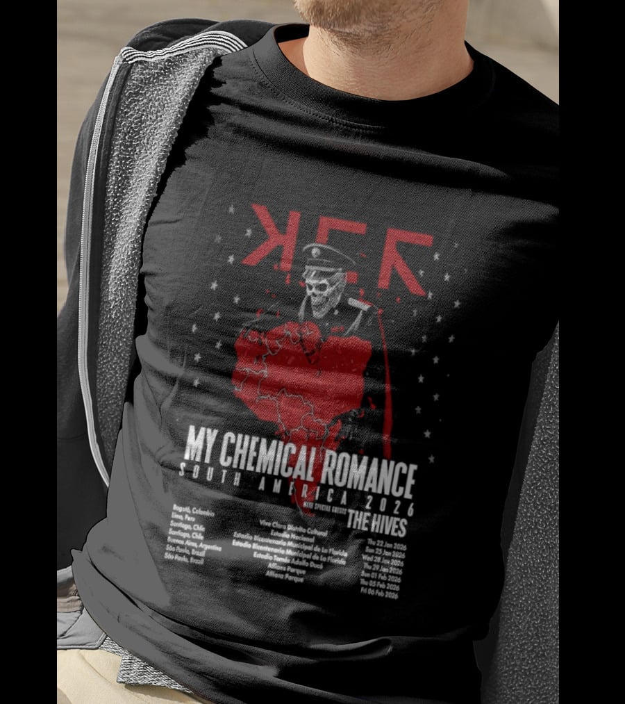 My Chemical Romance South America 2026 Tour The Hives Dates Cities Map Starry T-Shirt