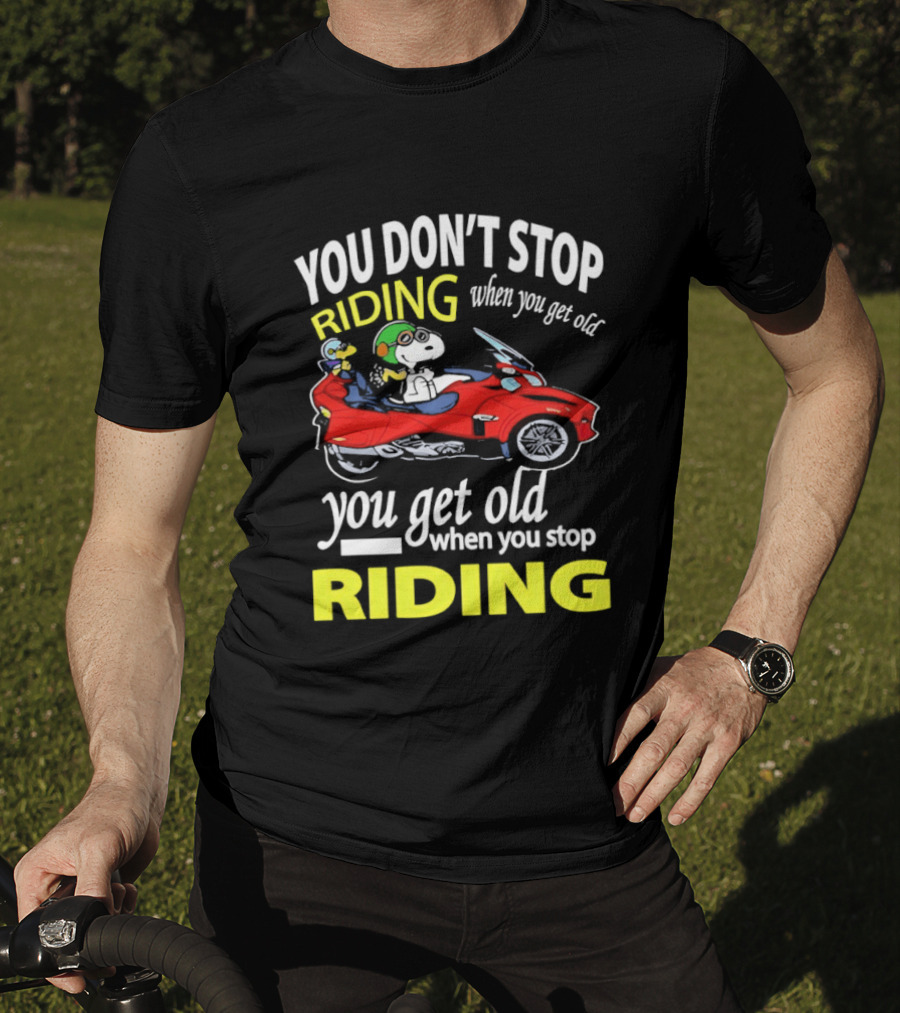 Snoopy Woodstock You Don't Stop Riding Red Car You Get Old T-Shirt