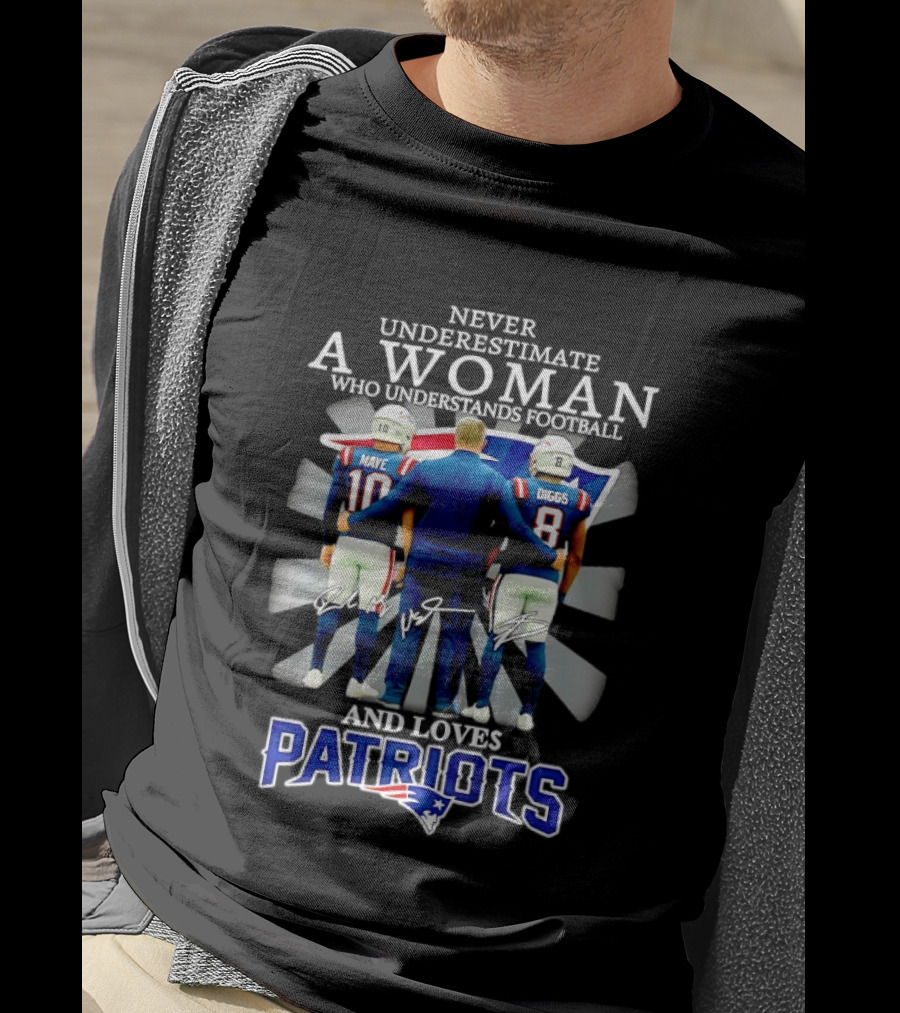 Never Underestimate A Woman Drake Maye Stefon Diggs Patriots T-Shirt