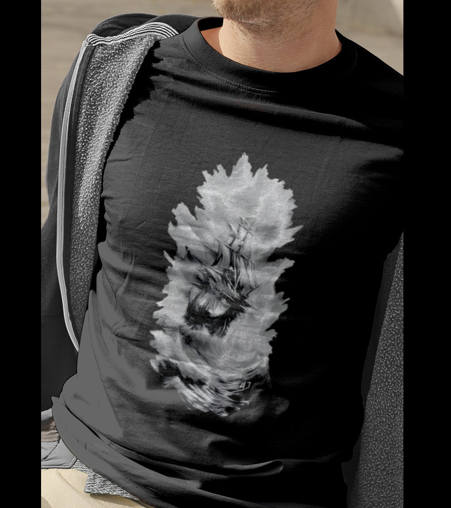 Driven By The Storm Sailing Ship Amidst Thunderous Waves T-Shirt