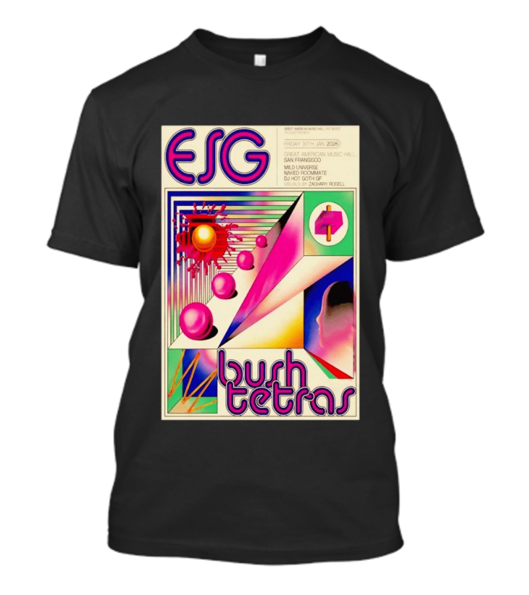 ESG Bush Tetras Live San Francisco January 30 2026 Concert Great American Music Hall T-Shirt