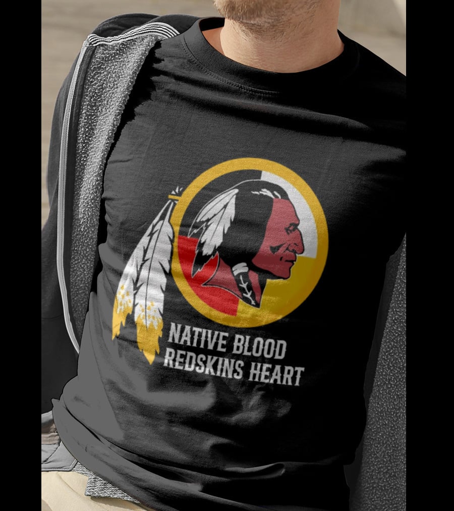 Native Blood Redskins Heart Washington Commanders T-Shirt