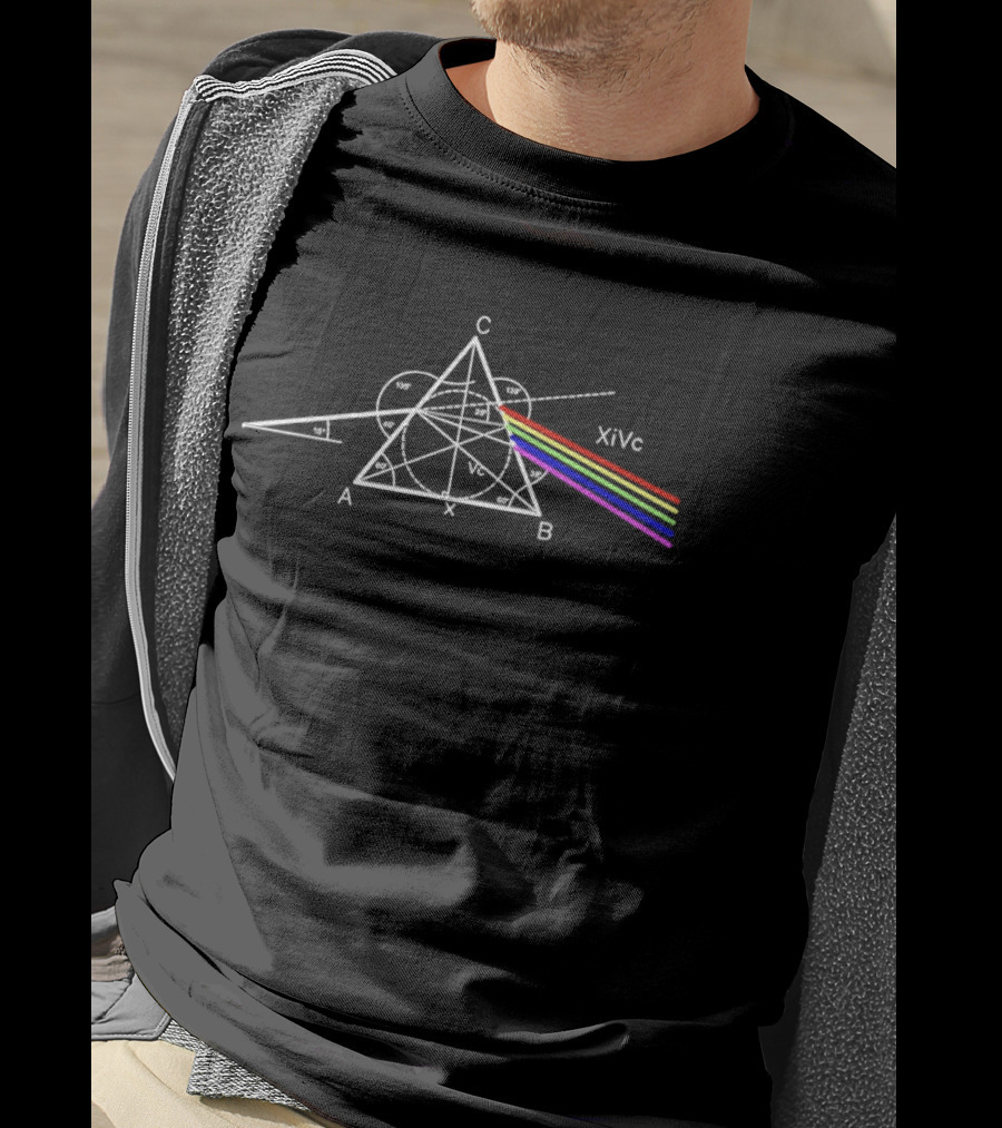 Optical Deconstruction Pink Floyd Dark Side Of The Moon Triangle Prism Rainbow Line T-Shirt