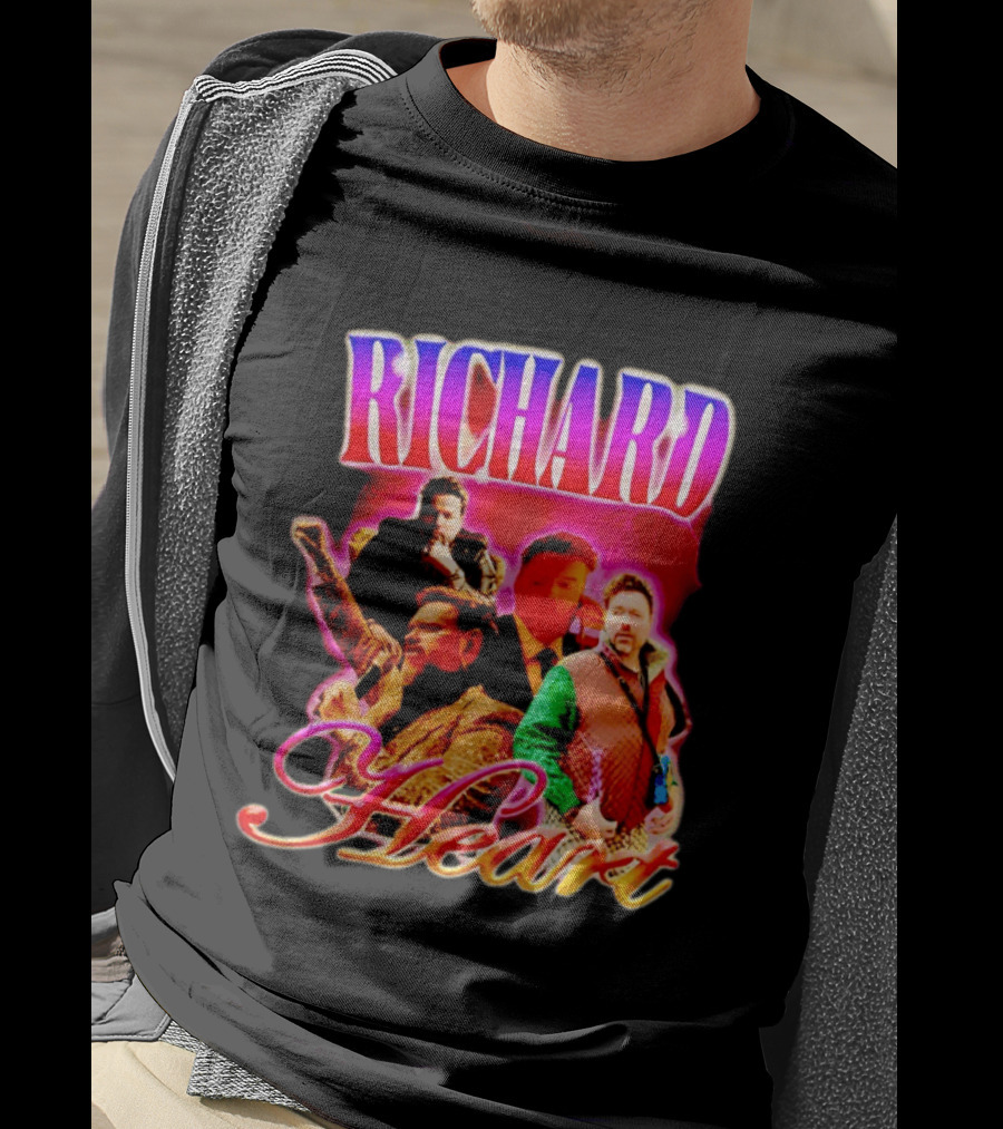 Richard Heart Lightning Bold Nostalgic Collage T-Shirt