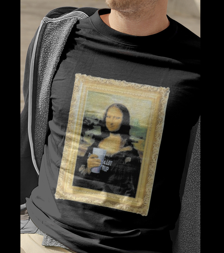 Mona Lisa Holding Cough Syrup Cup With Text That's A Awful Lot T-Shirt