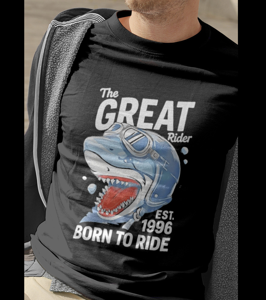 The Great Rider Shark Born To Ride Est. 1996 T-Shirt