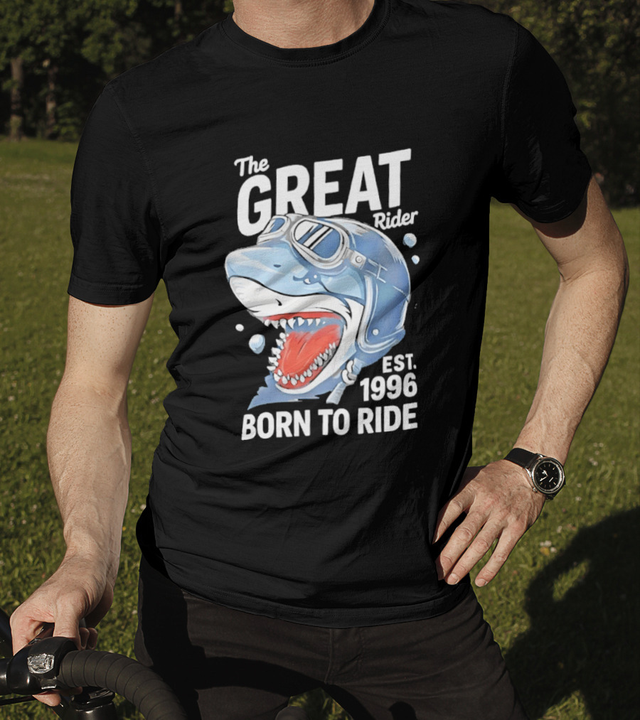The Great Rider Shark Born To Ride Est. 1996 T-Shirt