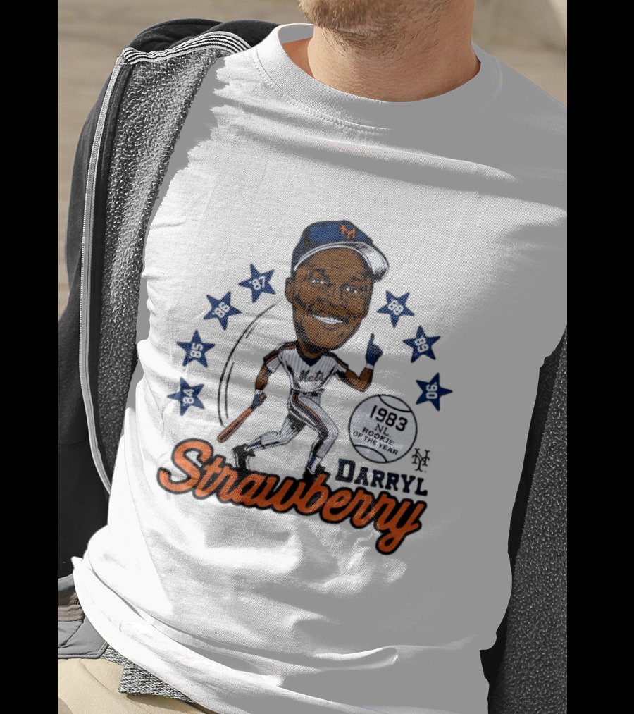 Darryl Strawberry New York Mets 1983 NL Rookie Of The Year Baseball Stars Icon 86 87 88 90 91 95 96 T-Shirt