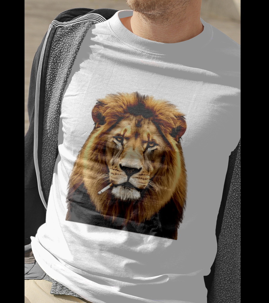 Lion Smoking Cigarette Majestic Wild T-Shirt