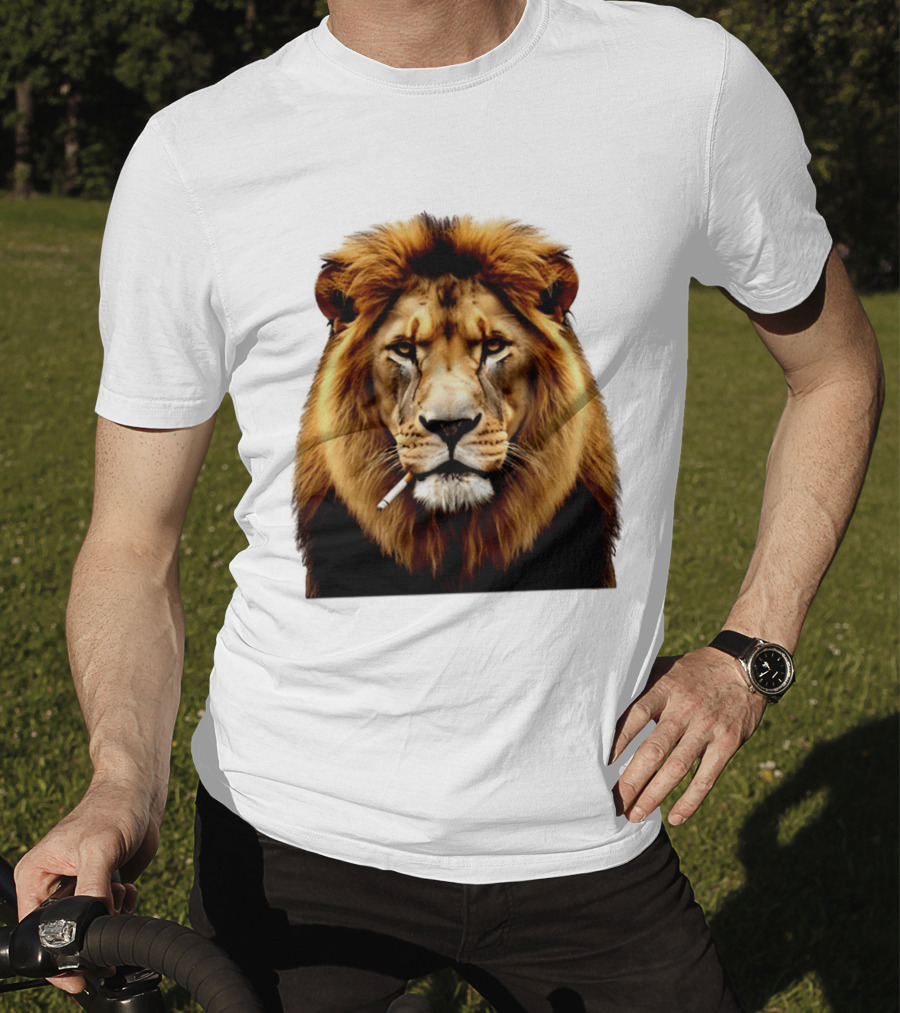 Lion Smoking Cigarette Majestic Wild T-Shirt