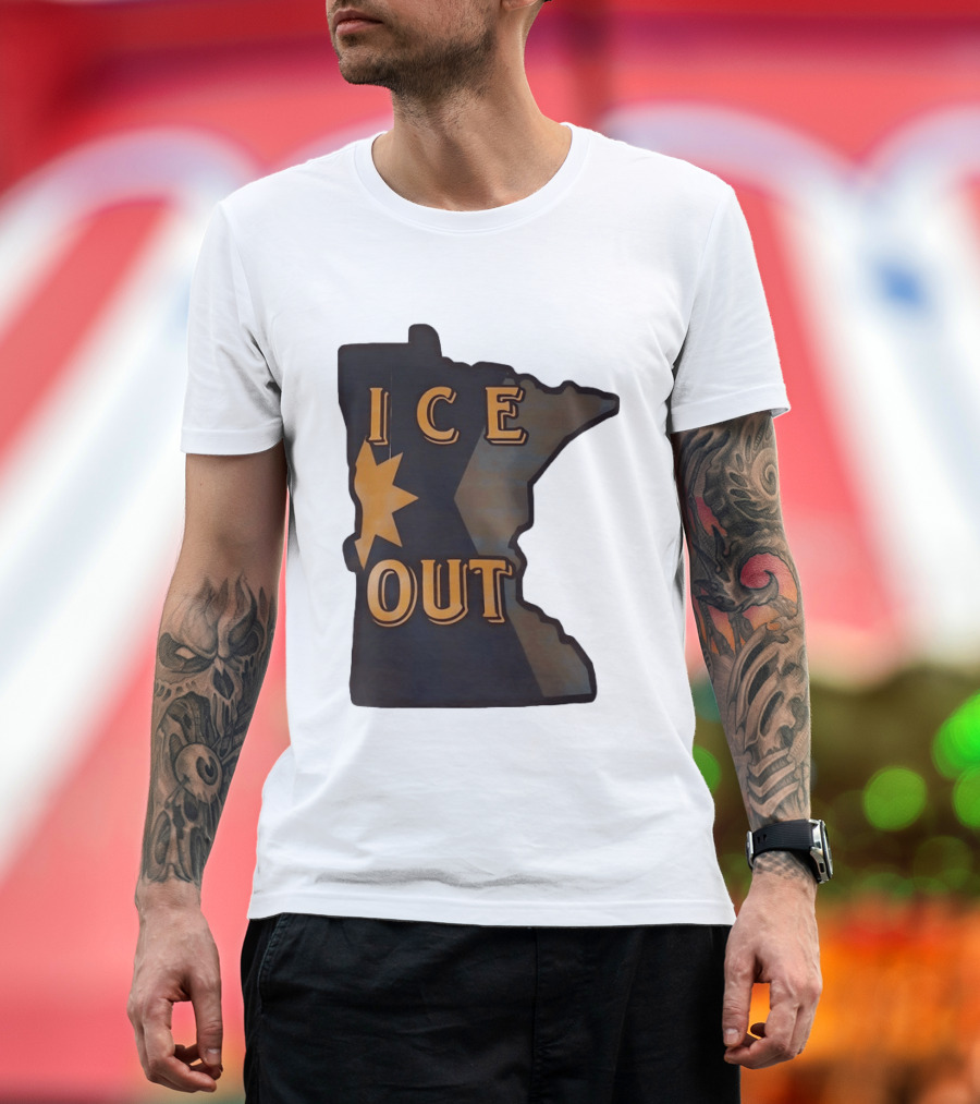 Minnesota Ice Out Bold Graphic State Map T-Shirt