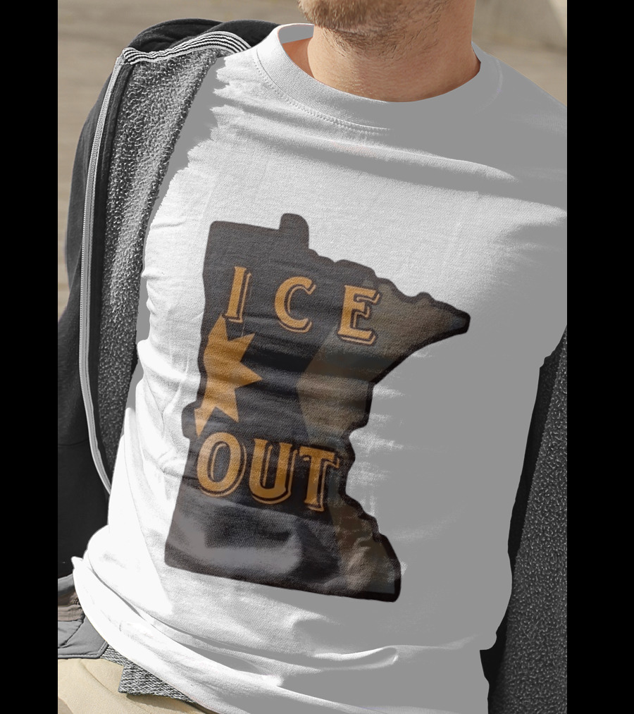 Minnesota Ice Out Bold Graphic State Map T-Shirt