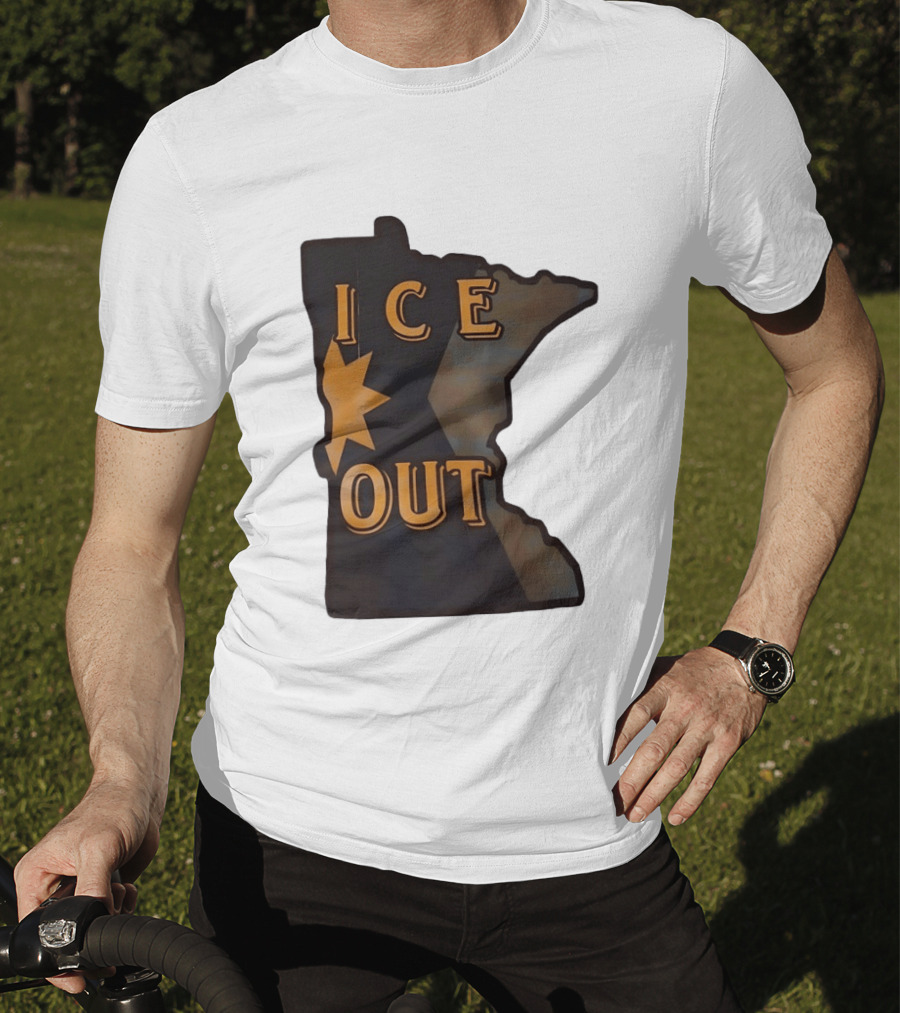 Minnesota Ice Out Bold Graphic State Map T-Shirt